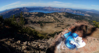 An example of Casey Nocket's graffiti in Oregon's Crater Lake National Park.